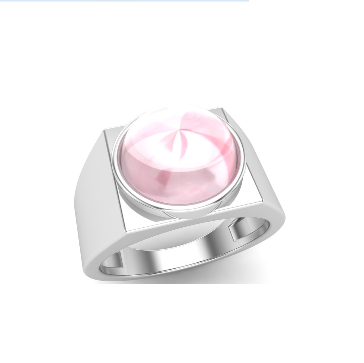 Bague quartz rose argent Prato chevaliere